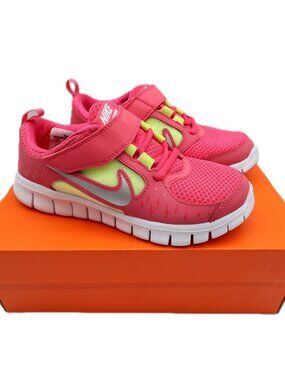 Nike Free Run 3 PSV Girls 2Y Pink Volt Mesh Athletic Running Shoes 512100-600